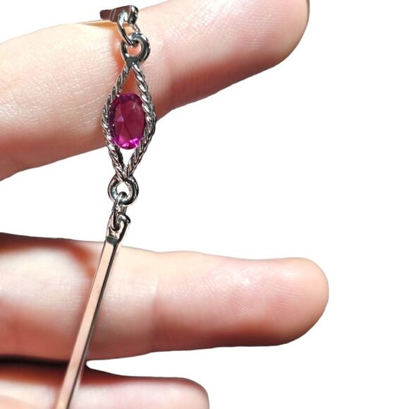 Sarah Coventry Station Pink Accents Long Silver-tone Elegant Necklace - Picture 13 of 16